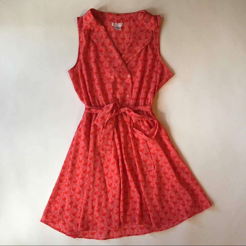 UO Cooperative Daisy Wrap Dress in Flamingo Print